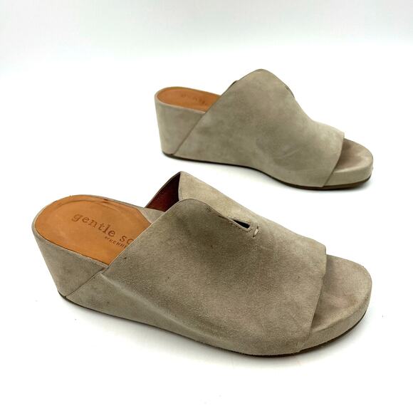 Gentle Souls by Kenneth Cole Gisele 65 Suede Mules Gray Leather - Picture 1 of 13